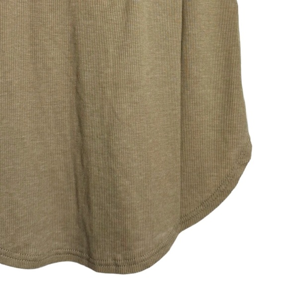 Chaser Ribbed Scoop Neck Open Back with Knotted Criss Cross Straps Tan T-shirt M - Picture 13 of 16